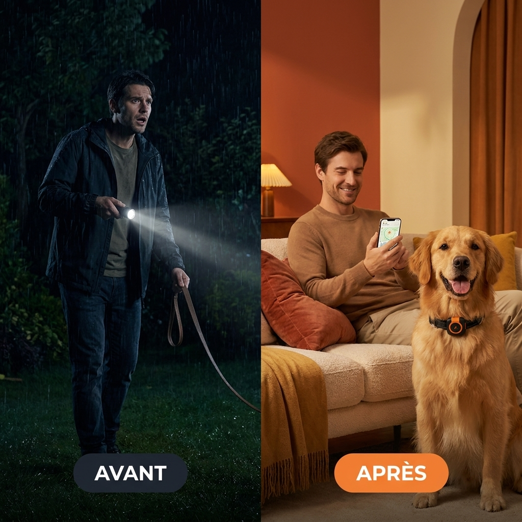 Avant apres - la serenite avec le traceur GPS Pawluxe