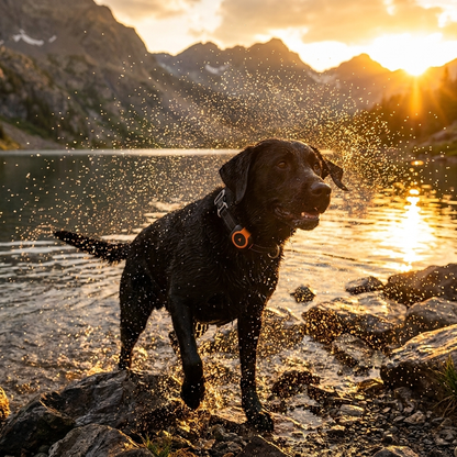 Labrador sortant du lac - traceur GPS Pawluxe etanche IPX6