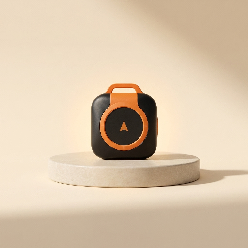 Traceur GPS Pawluxe Noir & Orange - photo studio premium